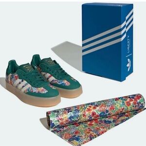 Adidas Green Floral Sneakers with Blue Box